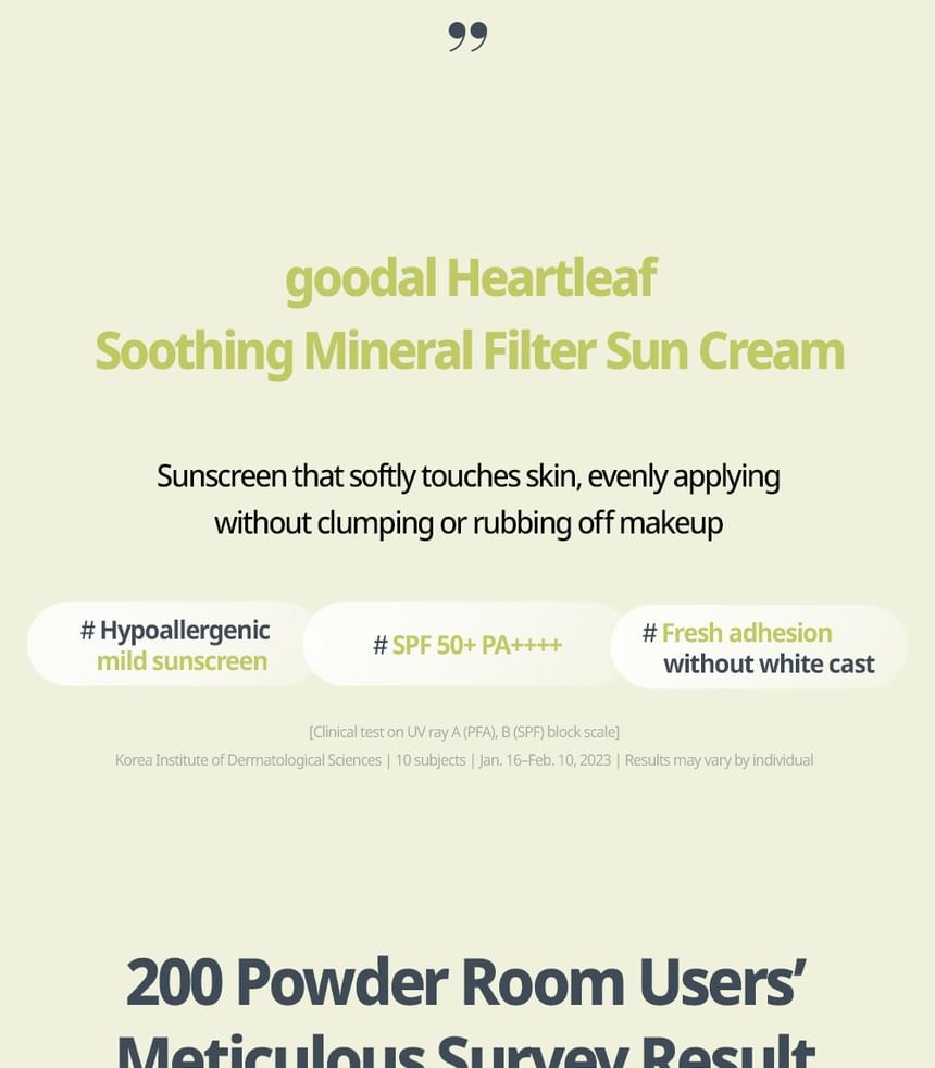 Goodal - Heartleaf Soothing Mineral Filter Sun Cream