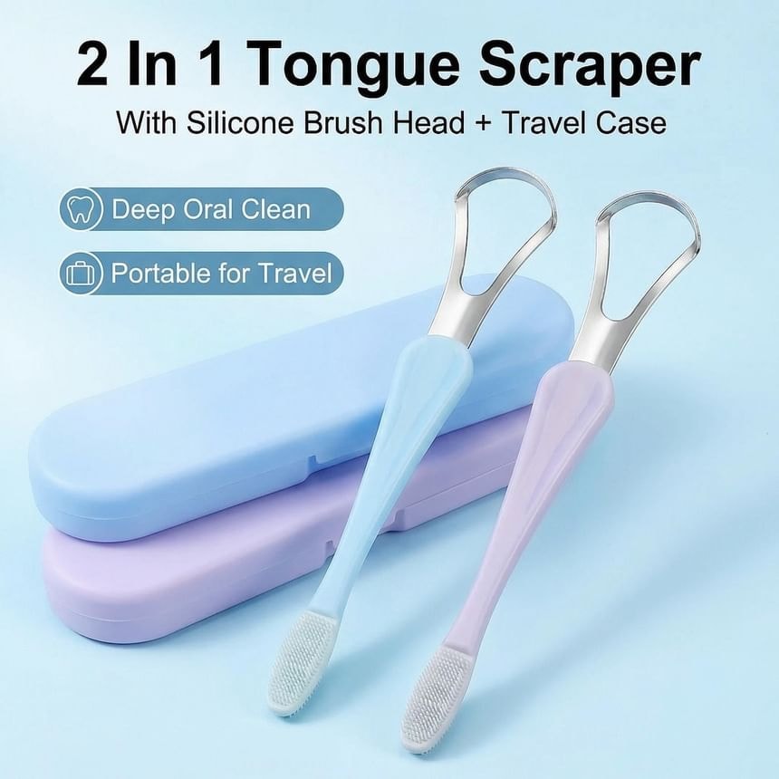 Porcini - Silicone Tongue Scraper with Case