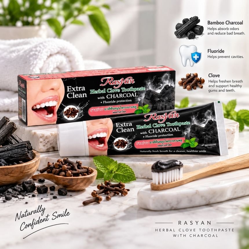 Rasyan - Herbal Clove Toothpaste with Charcoal Travel (30g)