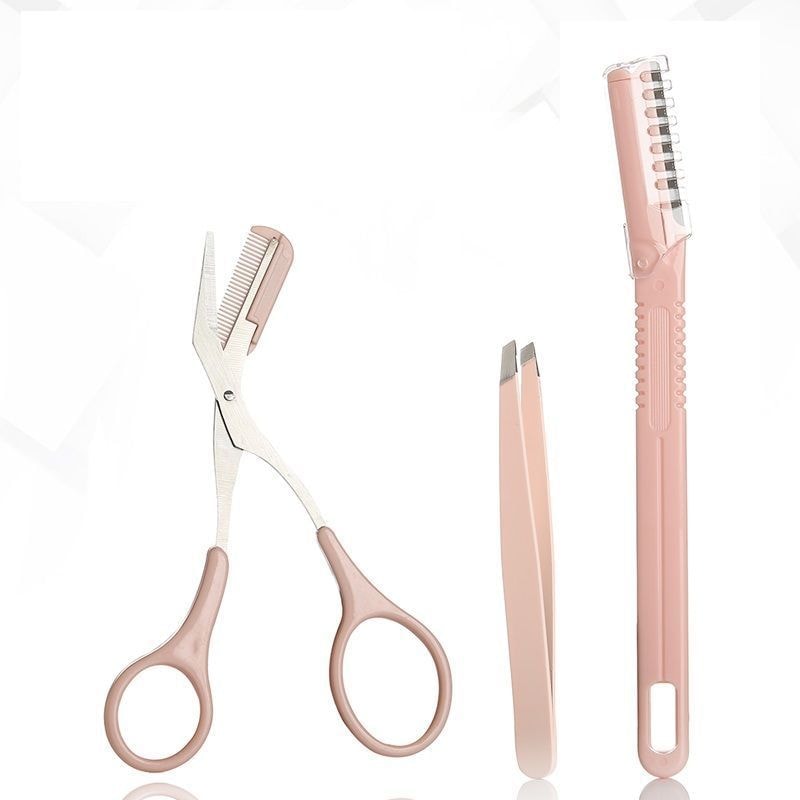 Choyu - Set: Stainless Steel Eyebrow Scissors + Razor + Tweezers