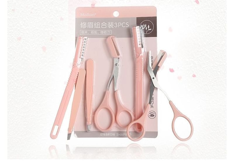 Choyu - Set: Stainless Steel Eyebrow Scissors + Razor + Tweezers