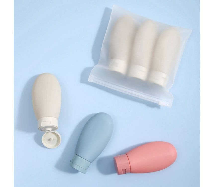 Porcini - Silicone Travel Squeeze Bottle / Label Sticker / Bag / Set