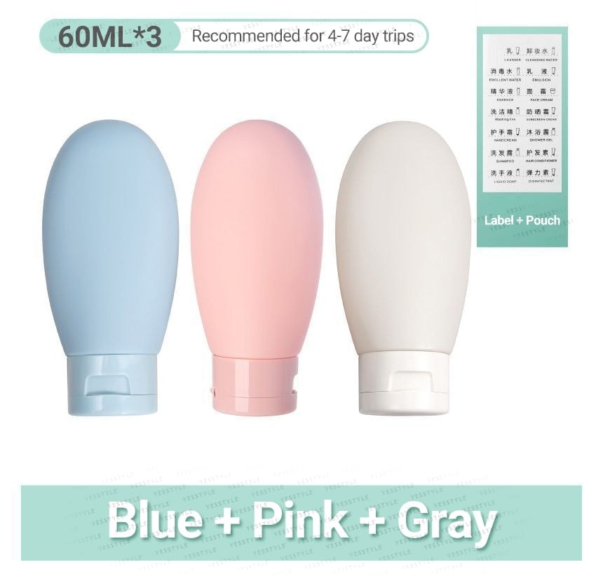 Porcini - Silicone Travel Squeeze Bottle / Label Sticker / Bag / Set