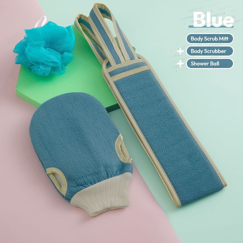 Porcini - Set of 3 - Body Scrub Mitt & Body Scrubber & Shower Ball