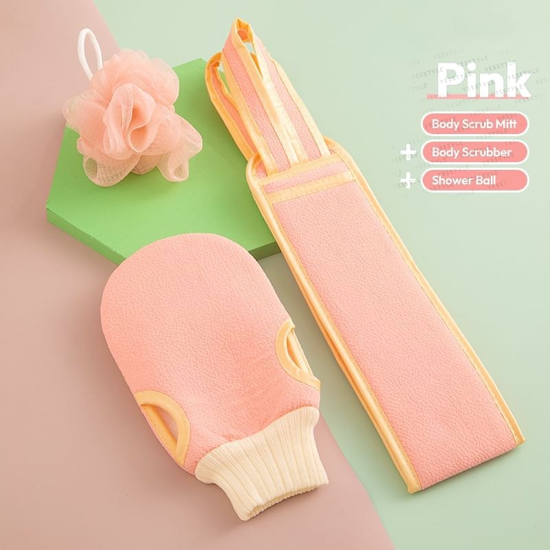 Porcini - Set of 3 - Body Scrub Mitt & Body Scrubber & Shower Ball