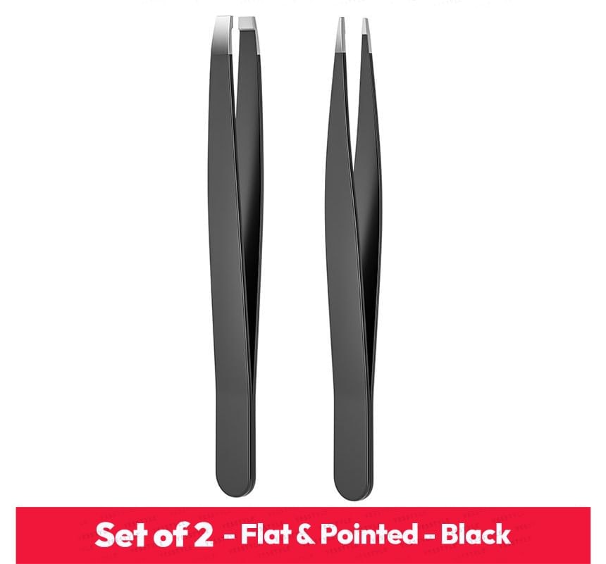 Porcini - Set of 2: Stainless Steel Eyebrow Tweezers (various designs)
