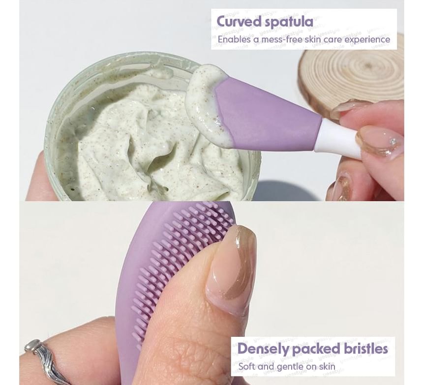 Choyu - Dual Head Silicone Face Cleaning Brush (Purple & White - One Size)