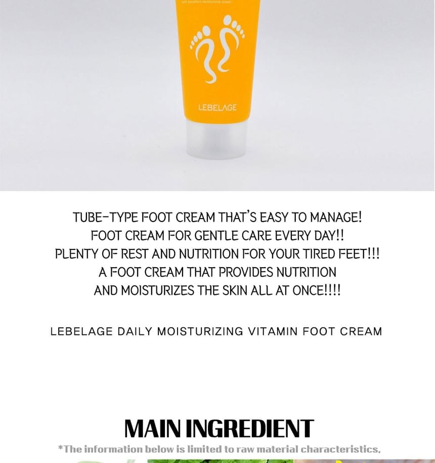 LEBELAGE - Daily Moisturizing Foot Cream - 3 Types (Vitamin)