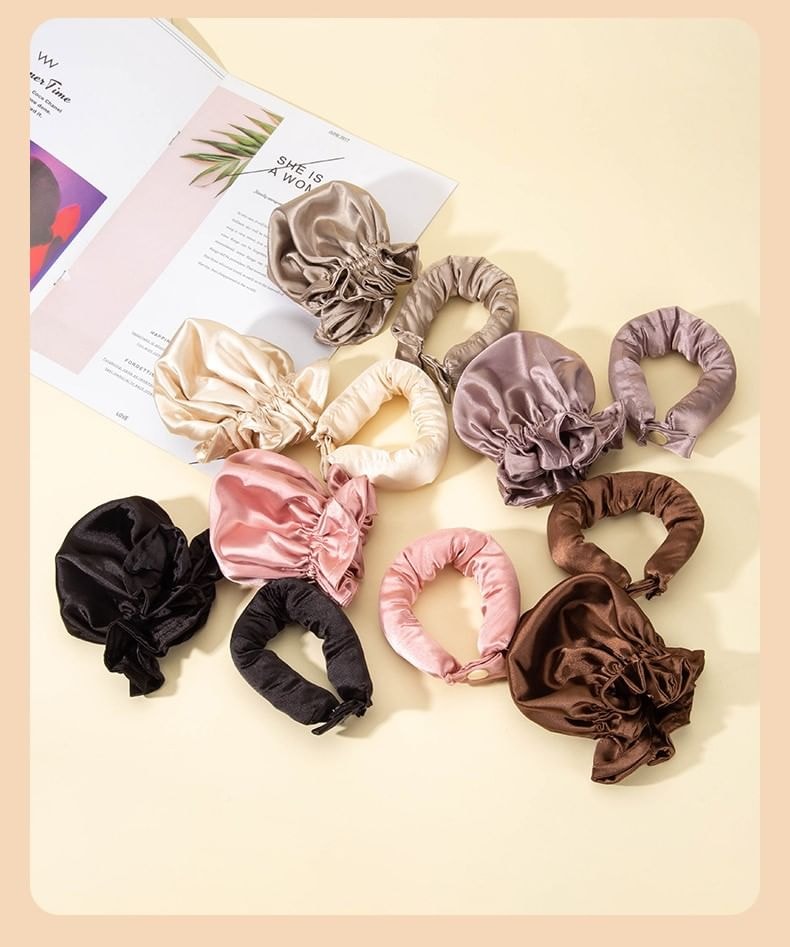 Worthbuy - Set: Plain Sleeping Hair Curling Rod + Hair Bun Maker
