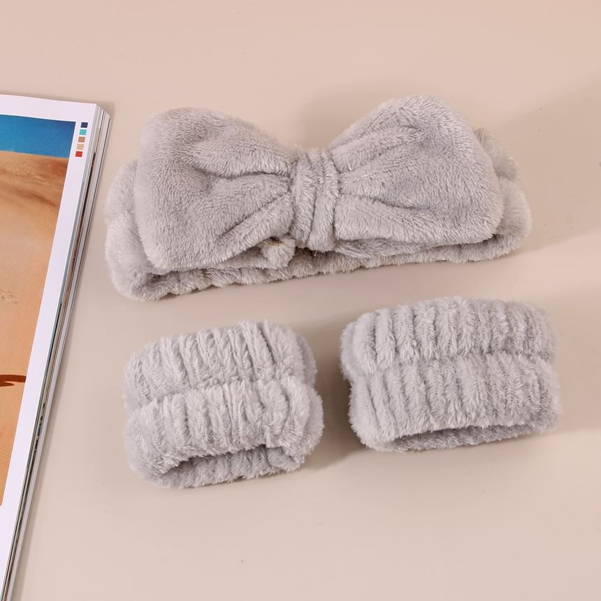 Miumi - Plain Bow Face Wash Headband / Wristband