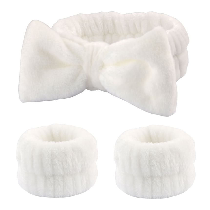 Miumi - Plain Bow Face Wash Headband / Wristband