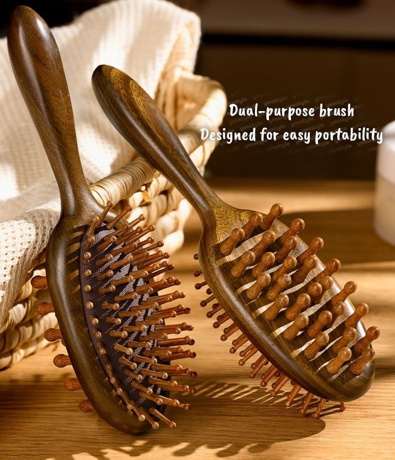 SIMBLER - Dual Side Wooden Hair Brush with Massager