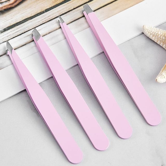 Choyu - Set of 4: Stainless Steel Makeup Tweezers (Various Designs)