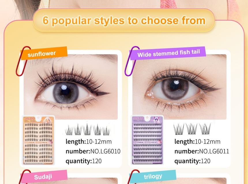LuxeFlutter - Glue-free Multipack False Eyelashes Cluster (Various Designs)