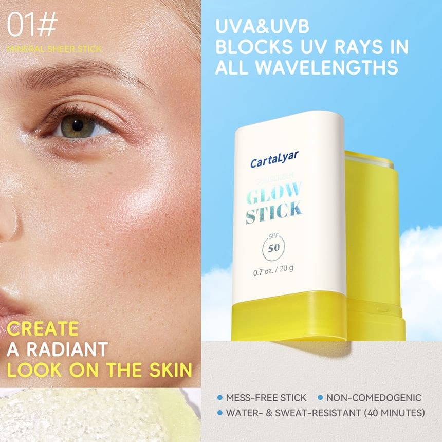 CartaLyar - Glow Translucent Sunscreen Stick SPF50 PA++++ - 2 Types