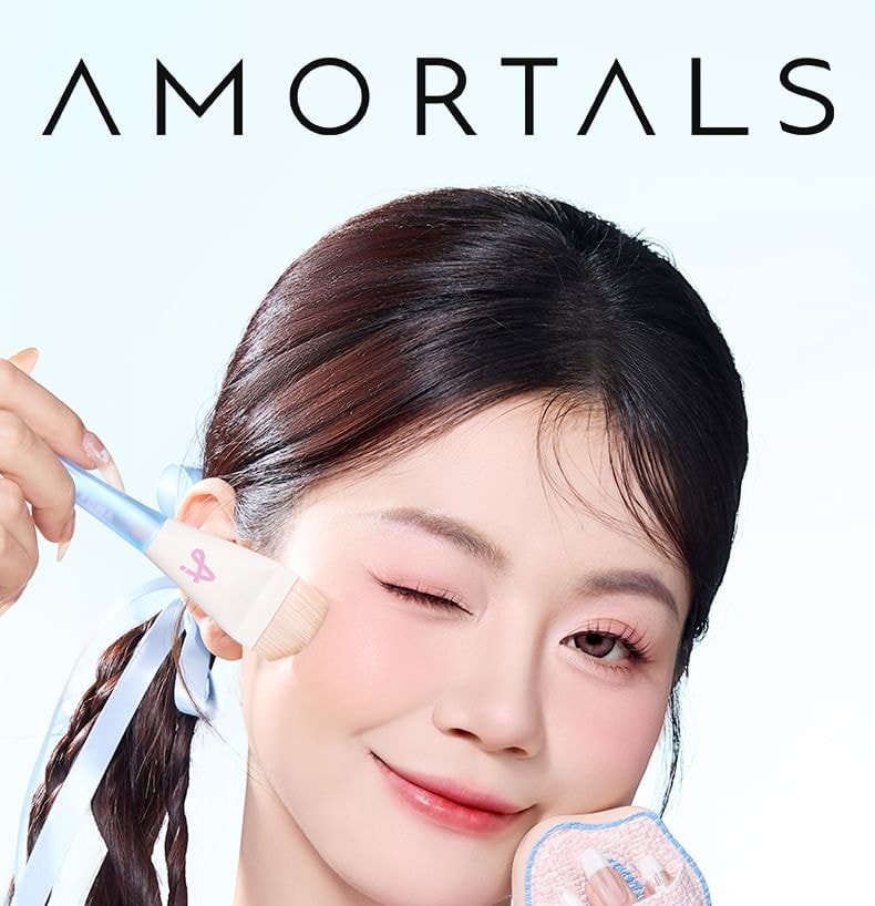 AMORTALS - Fishtail Foundation Brush & Powder Puff Set (Set of 2)