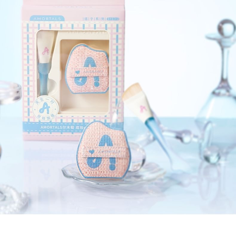 AMORTALS - Fishtail Foundation Brush & Powder Puff Set (Set of 2)