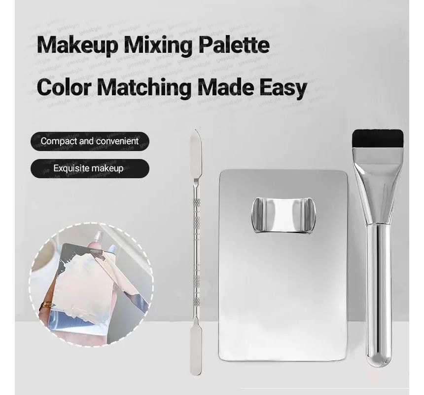 Fondes - Stainless Steel Mixing Palette Ring / Flat Foundation Brush / Mixing Spatula / Set (Various Designs)