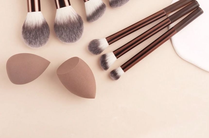 Stroke of Beauty - Set of 11: Makeup Brush + Makeup Blender Beauty Sponge + Triangle Powder Puff