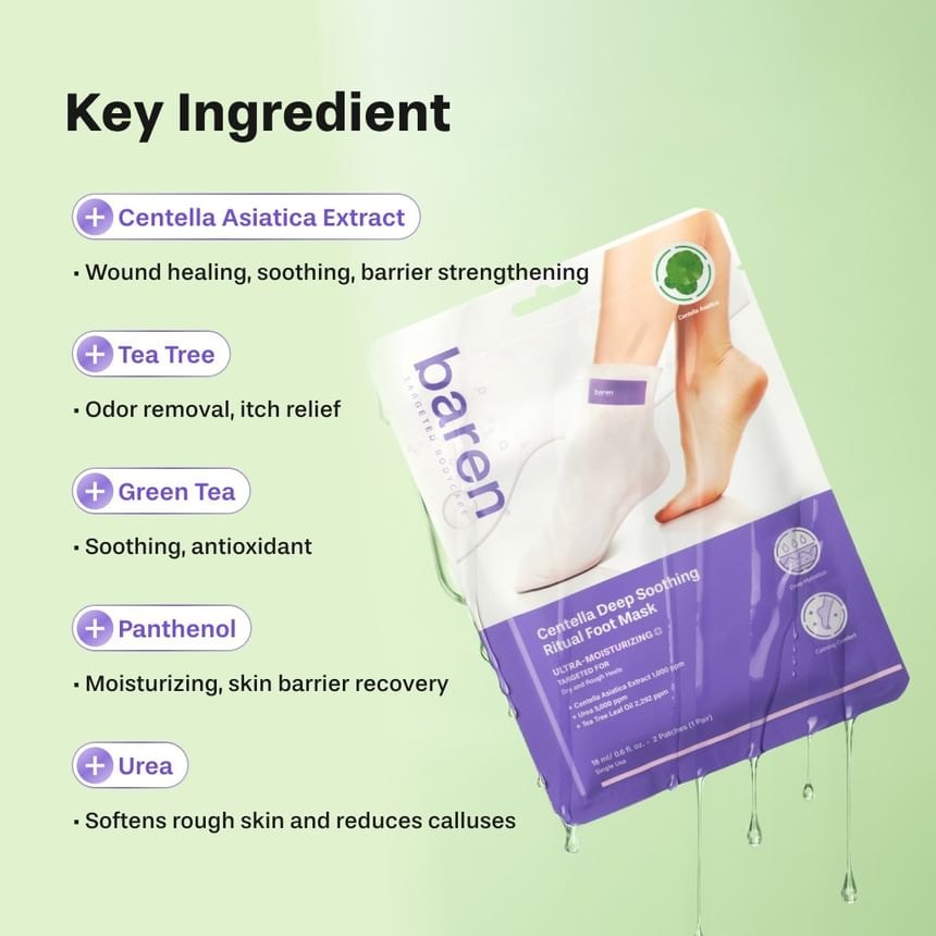 baren - Centella Deep Soothing Ritual Foot Mask 3 pairs (18ml x 3 pairs)