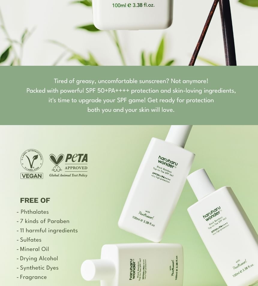 haruharu wonder - Black Bamboo Top-to-Toe SPF Veil (100ml)