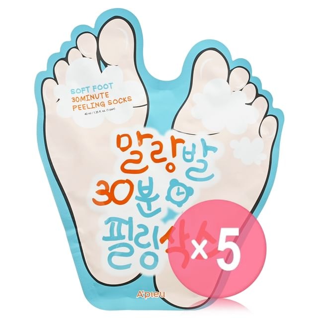 A'PIEU - Soft Foot 30 Minute Peeling Socks 1pair 5pcs Bundle Set