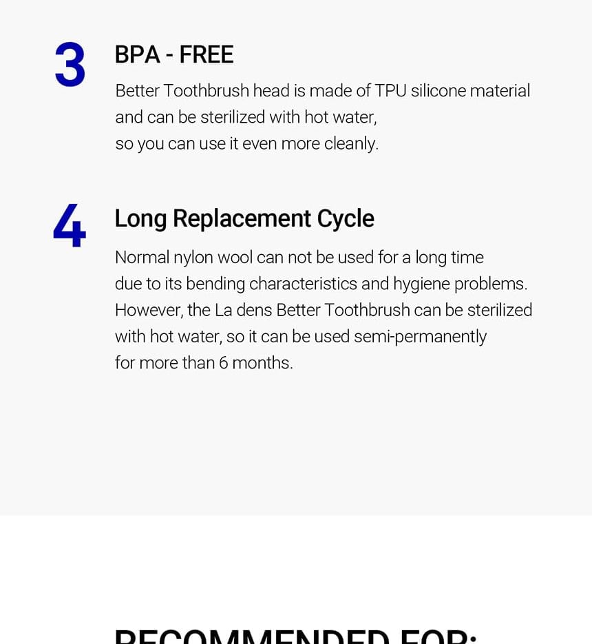 Parnell - La dens Better Toothbrush Refill Only - 4 Colors 5pcs Bundle Set (White x 5 pcs)