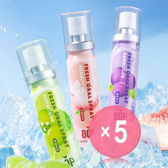 BOP - Tea Fresh Mouth Spray - 3 Flavors 5pcs Bundle Set