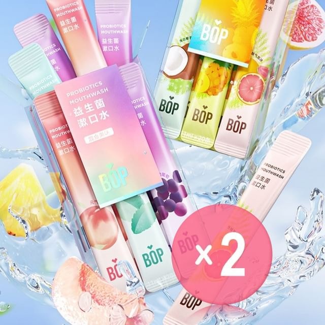 BOP - Fruity Probiotics Freshen Mouthwash - 4 Types 2pcs Bundle Set