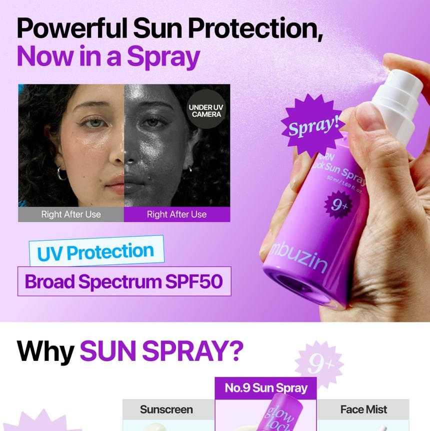 numbuzin - No.9 NAD+ PDRN Glow Lock Sun Spray (50ml)